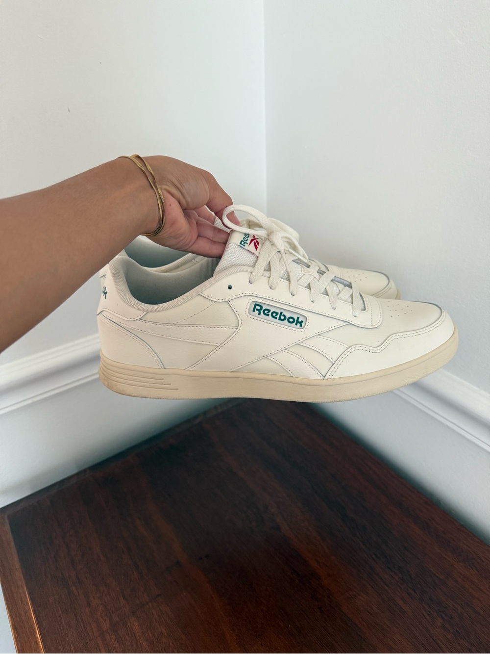 Reebok Men's Off-White Leather Sneakers Size 12